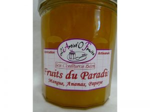 Confiture artisanale fruits du paradis (mangue, ananas, papaye)